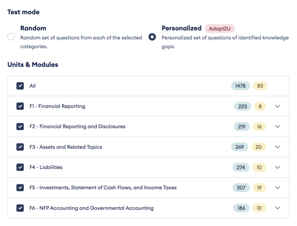 Becker CPA test mode