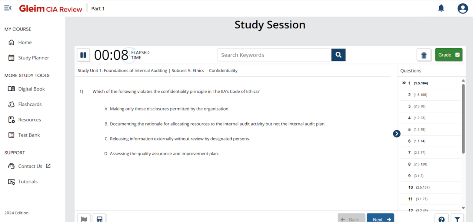 Gleim CIA study session