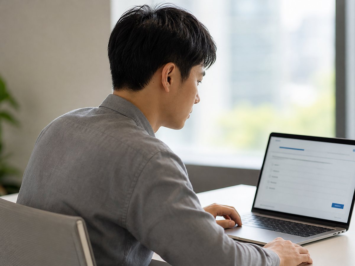 A financial professional studying for the Series 7 exam on a laptop [Series 7 exam]