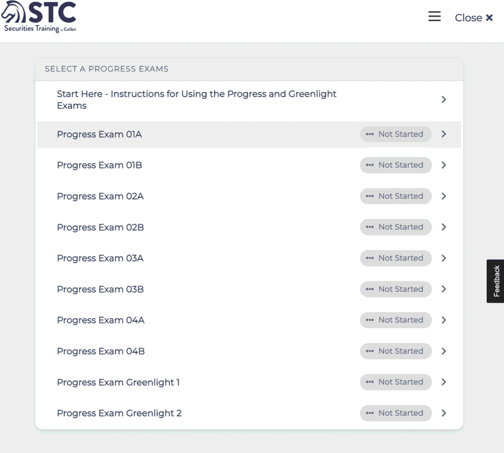 STC Progress Exam library with Greenlight Exams 1 and 2 for Series 66
