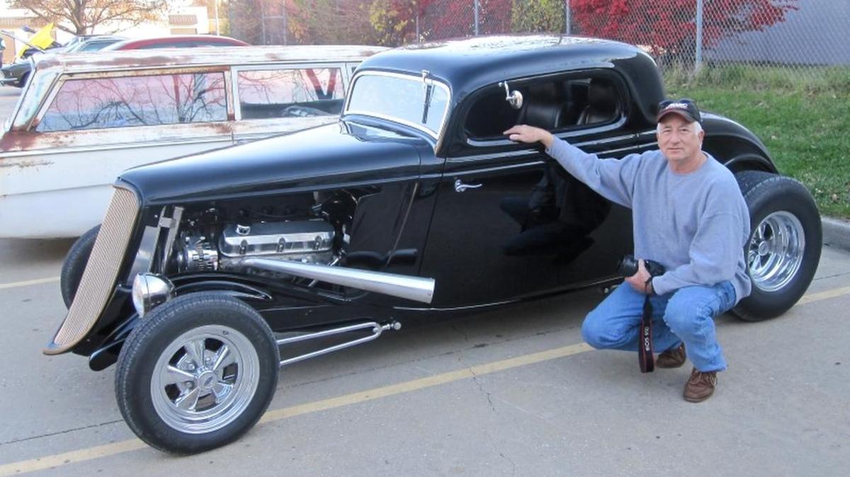 Roger Spears and his 1933 Ford three-window coupe replica.