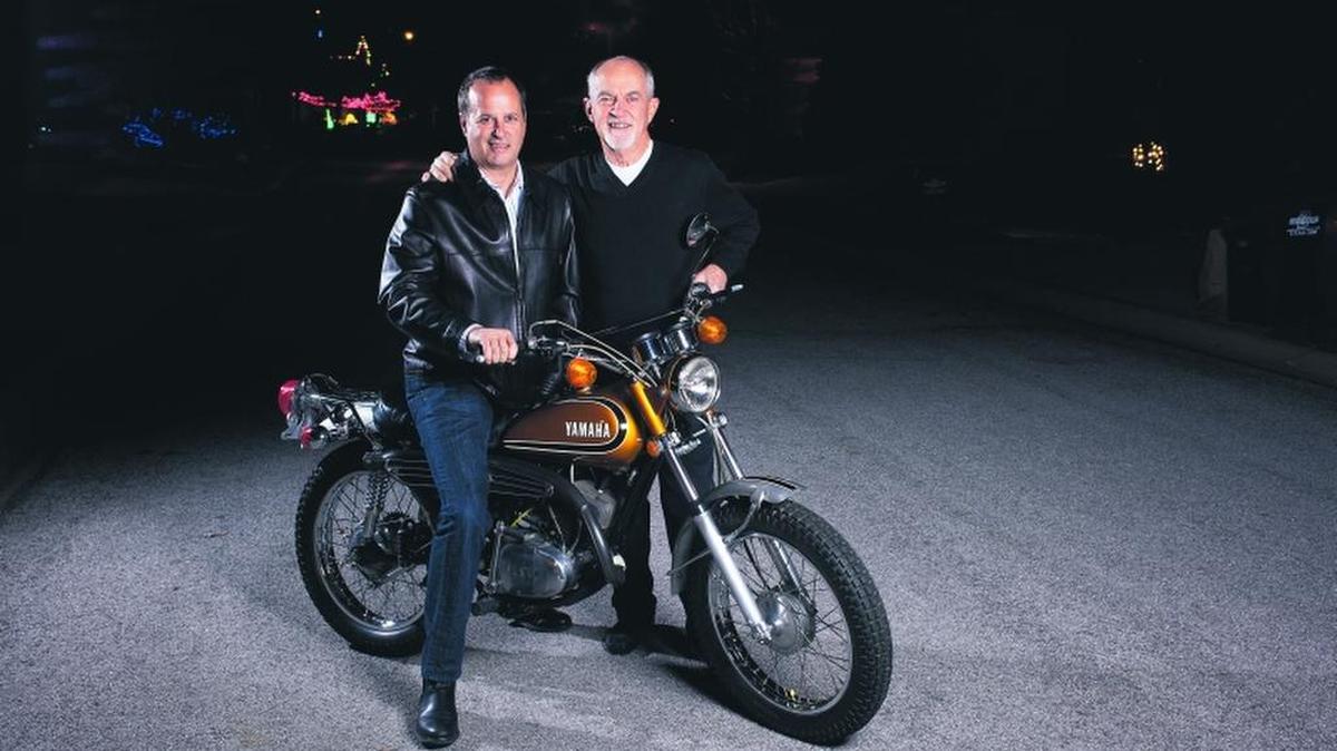 Jay and Jim Tomlinson and the 1973 Yamaha Enduro 175.