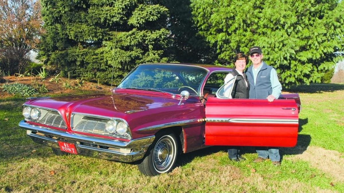 Richard and Ann Woody with their 1961 Pontiac Bonneville.