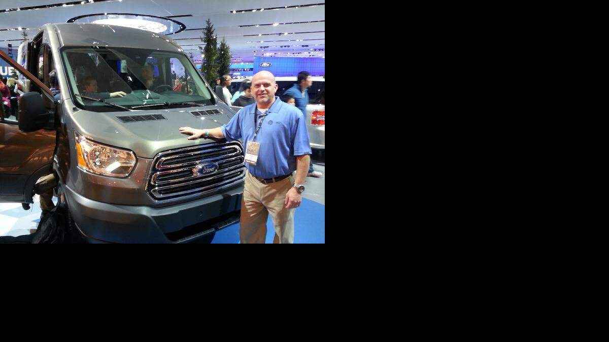 
Wayne Orr of Smithville spent about a week at the North American International Auto Show in Detroit. Representing Ford’s Kansas City Assembly Plant in Claycomo, Orr talked to show visitors about the F-150 truck and the Transit van, which Orr is standing next to.
