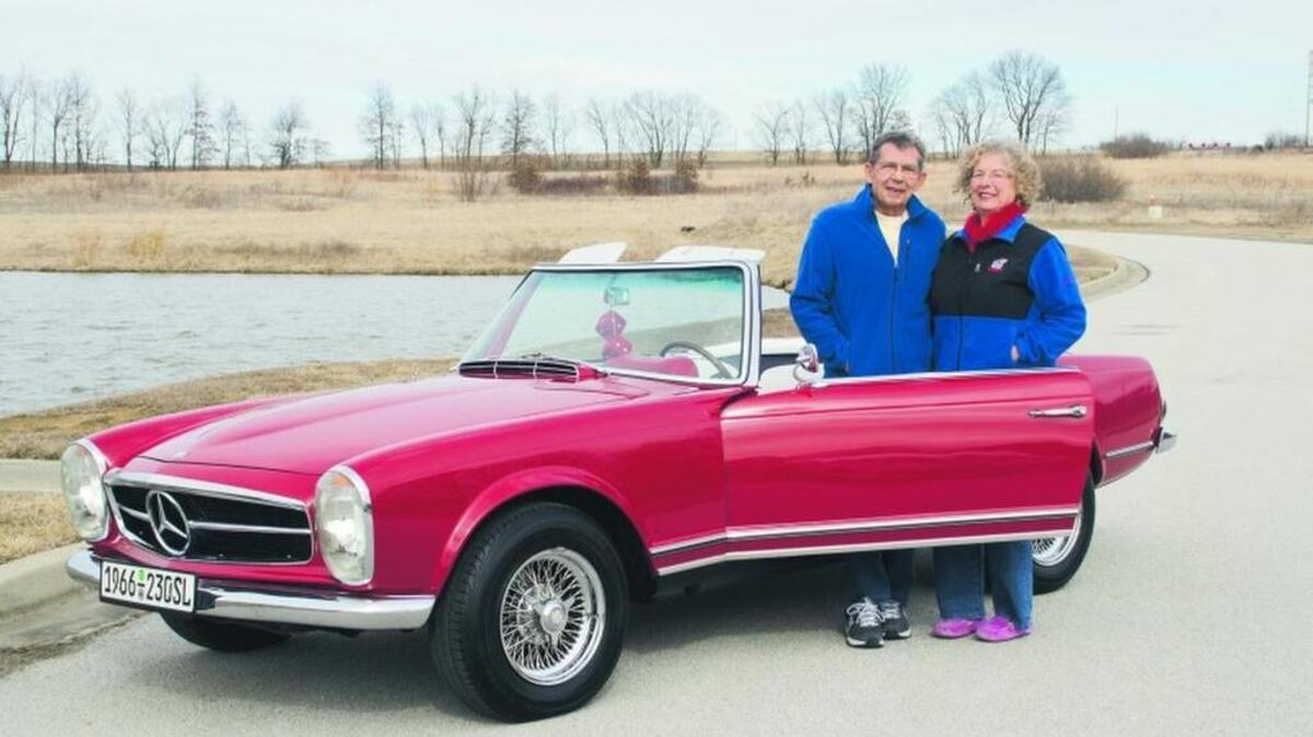 Al and Mary Marks and their 1966 Mercedes-Benz SL 230.