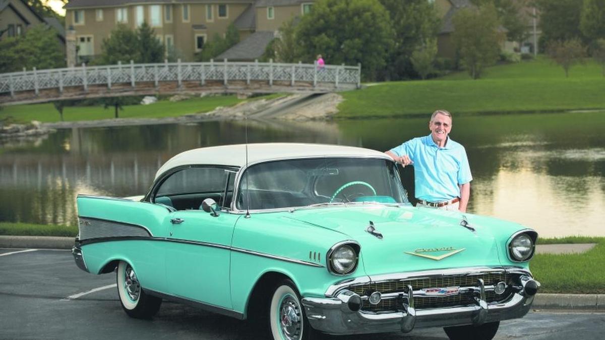 
Ralph McFillen and his 1957, two-door, larkspur blue Chevrolet Bel Air Sport Coupe
