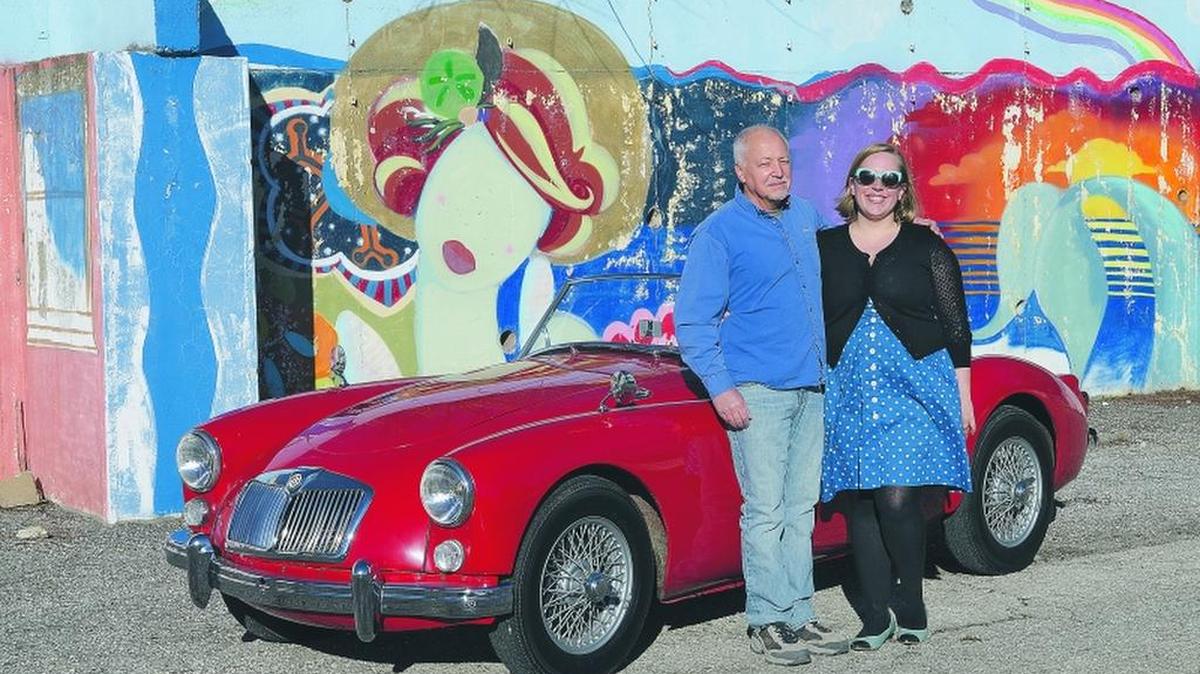 Marisa Butler, her father, Ron, and her 1960 MGA.