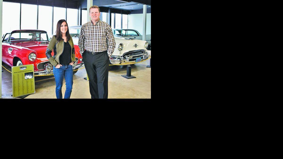 
Vreni Fernandez, left, is public relations and marketing director at the Kansas City Automotive Museum in Olathe. Jeff Wagoner, right, is president of the board of directors for the museum.
