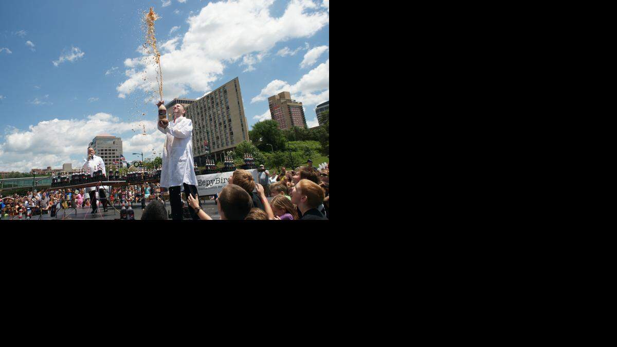 
“Mad scientists” from EepyBird will be back at this year’s Maker Faire to demonstrate what happens when you mix Mentos candy with soda. 
