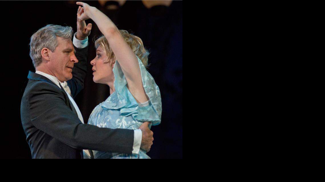 
Capt. Von Trapp (Tom Galantich) and Maria (Analisa Leaming) share a dance in “The Sound of Music,” onstage at Starlight Theatre through Thursday.
