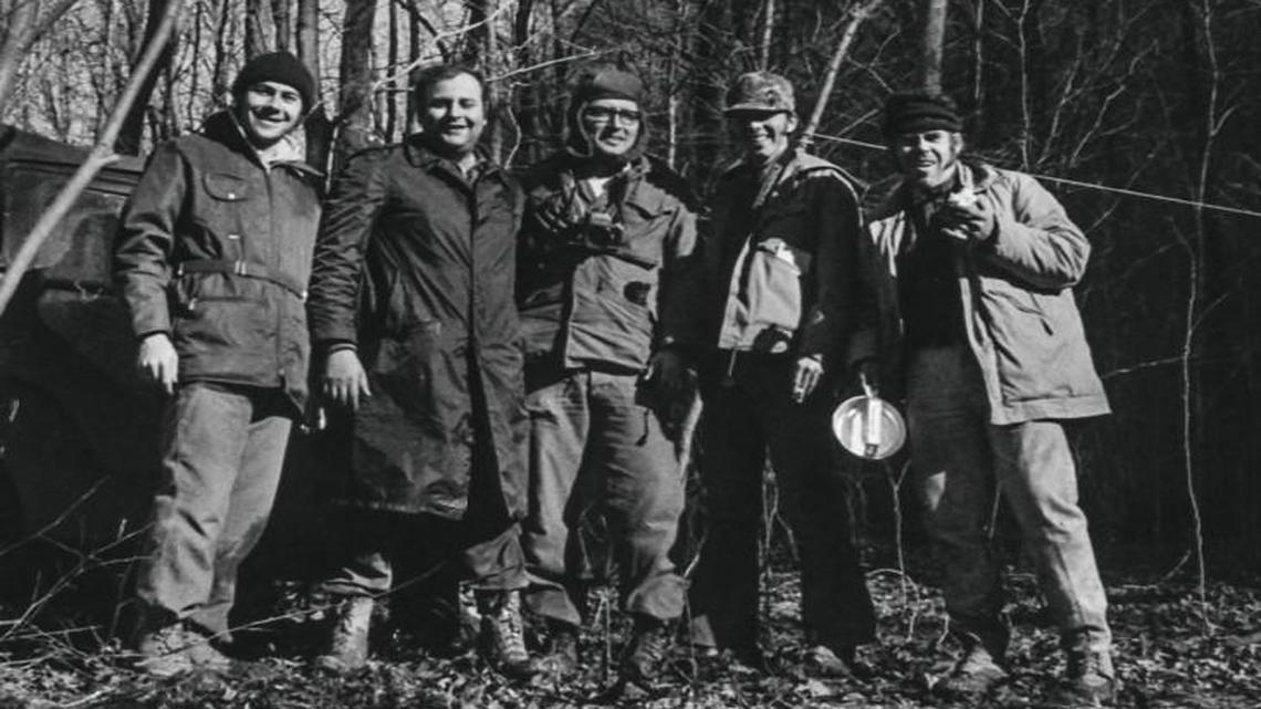 Members of the expedition: Mike Fancher, Harlan Sorkin, Rick Solberg, Ross Lillard and C.W. Gusewelle. Their plan for capturing the creature included using a tranquilizer gun and a fire extinguisher.