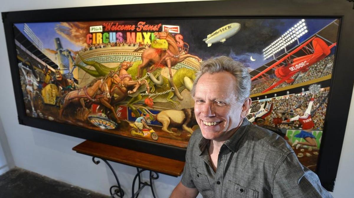 “Circus Maximus” is among the works that will be on display at Thomas Gieseke’s show at the Todd Weiner Gallery. Gieseke, who began his career as an illustrator, characterizes his work as “grotesque but enchanting artwork with a juvenile twist.”