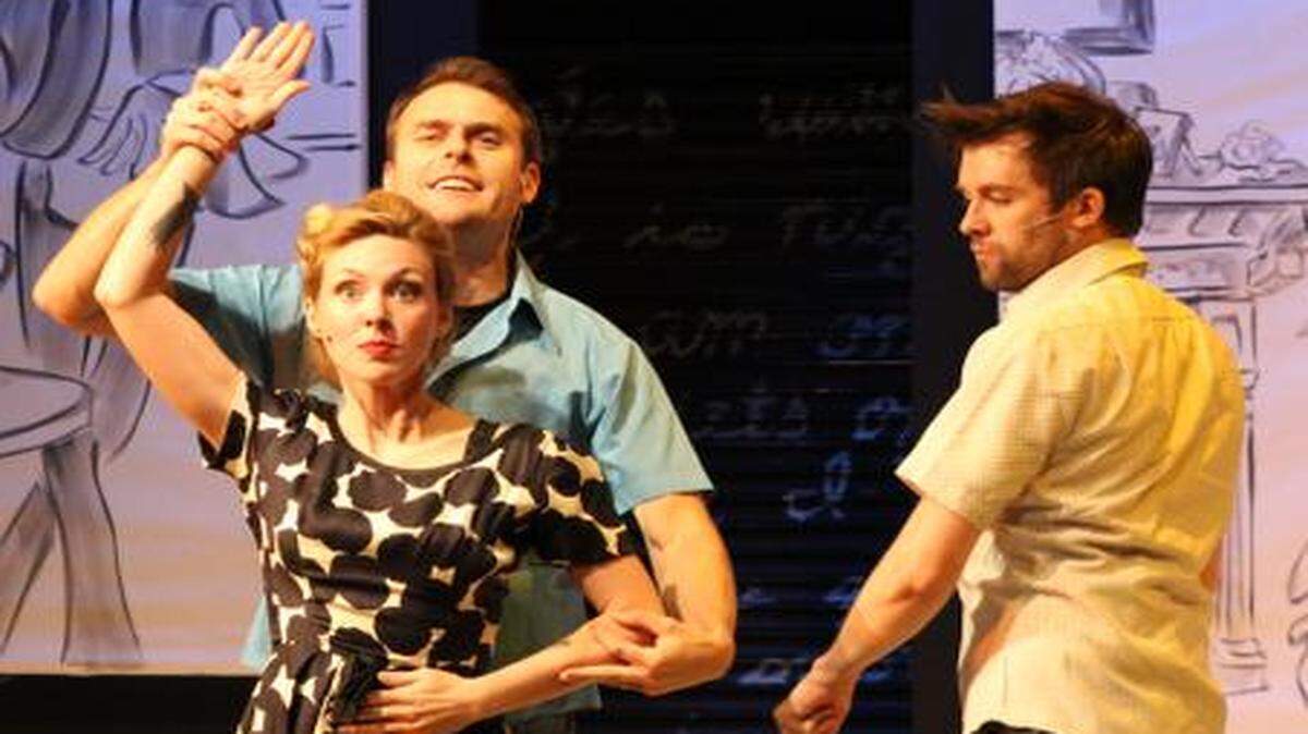 
The cast of “The Nervous Set” includes (from left) Megan Birdsall, Seth Golay and Tom Picasso.
