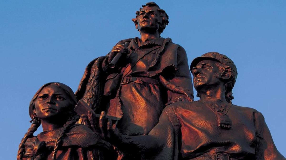 
A new book examines the exploits of William Clark before his famous expedition to the Pacific. But the Lewis and Clark expedition, of course, remains Clark’s claim to fame. The “Corps of Discovery” statue in Kansas City’s Case Park overlooks the confluence of the Missouri and Kansas rivers. That’s William Clark on the right; Sacagawea is at left with Meriwether Lewis in the middle. A nearby plaque reads: “On September 15, 1806, Meriwether Lewis and William Clark, returning from the Pacific, stood on this point and recorded in their journal that this was a commanding situation for a fort.” Case Park is at 10th and Jefferson streets.


