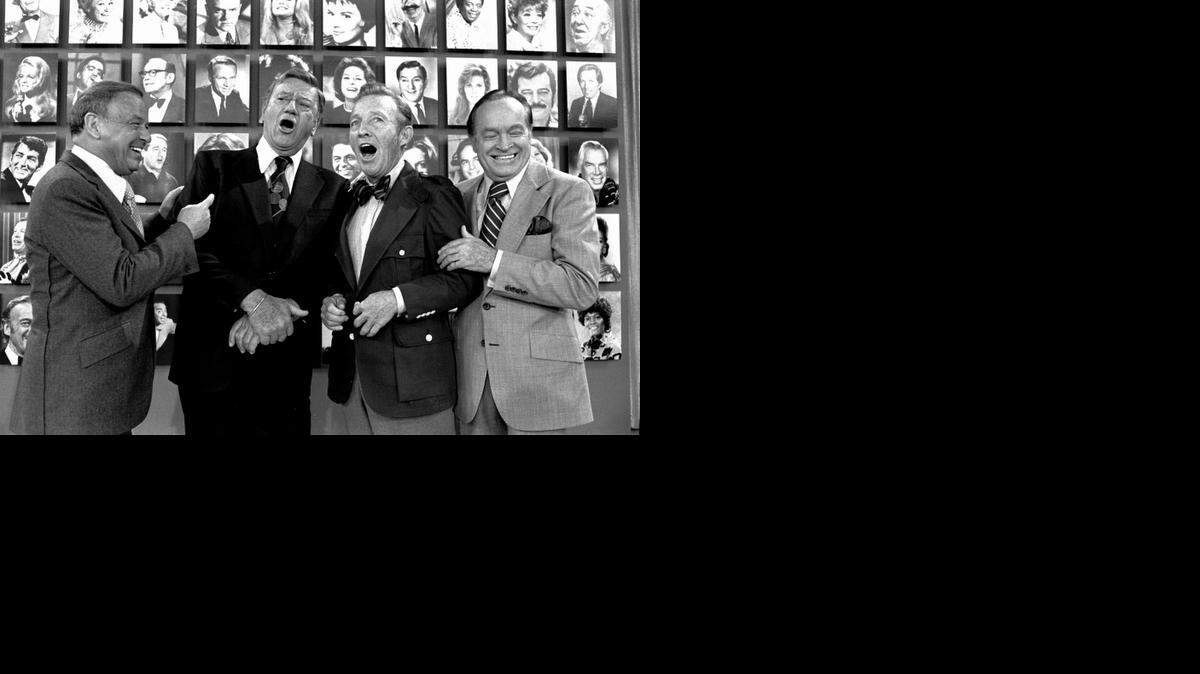 
There was no actual singing involved when Frank Sinatra (from left), John Wayne, Bing Crosby and Bob Hope clowned around as they prepared to tape a two-hour Bob Hope special Oct. 16, 1975, in Los Angeles. Hope died in 2003 at age 100. 

