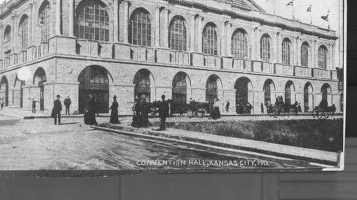 
Nellie M. Perry of Iowa extensively documented her travels in the late 1800s and early 1900s, mostly describing the plains of Texas. But her journals also covered a train trip in 1900 to Kansas City, which was spiffied up for the Democratic National Convention held in town that year. After fire destroyed the city's first convention center, in just three months its replacement (shown here) was built in time for the convention.
