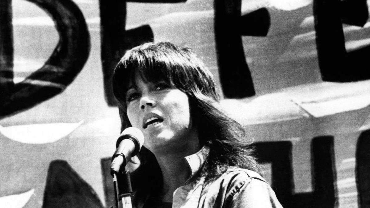 Jane Fonda speaks at an anti-war rally in San Francisco in 1972, part of the recent HBO documentary “Jane Fonda in Five Acts.”