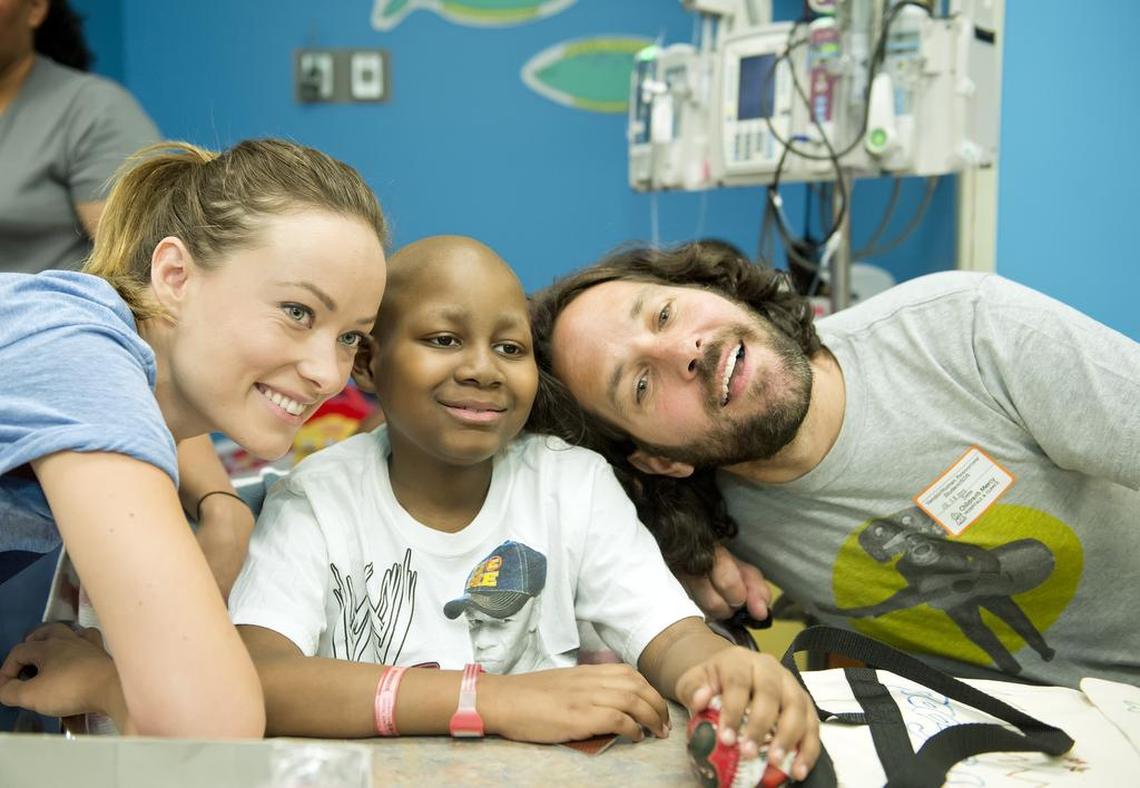 Actress Olivia Wilde is no stranger to Big Slick. She meets with the patients at Children’s Mercy along with Big Slick hosts (including actor Paul Rudd, pictured, and her fiance, Jason Sudeikis).