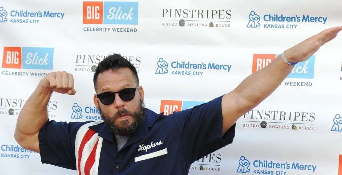 Actor Josh Hopkins was happy to strike a pose on the Big Slick red carpet outside Pinstripes in Overland Park.