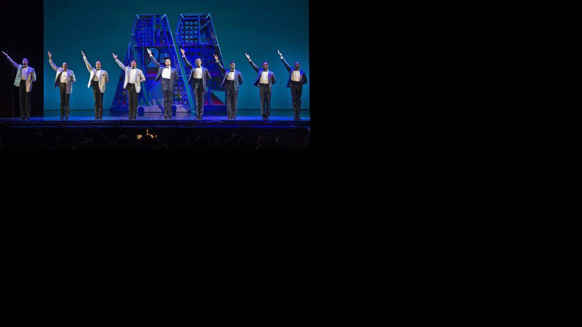 
“The Four Tops” (left) and “The Temptations” were re-created during “Motown The Musical,” at the Music Hall in Kansas City on Tuesday, Dec. 9.
