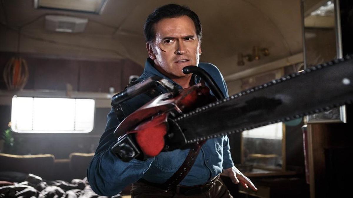 Bruce Campbell reprises his famous movie role battling flesh-eating demons in “Ash vs Evil Dead” on the Starz network. He’ll appear at Alamo Drafthouse Sept. 9.