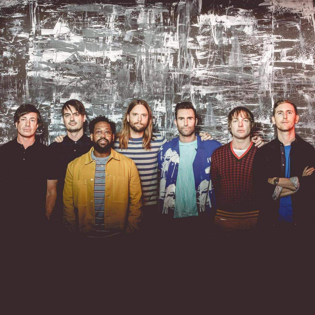Maroon 5 (from left): Matt Flynn, Sam Farrar, P.J. Morton, James Valentine, Adam Levine, Mickey Madden and Jesse Carmichael