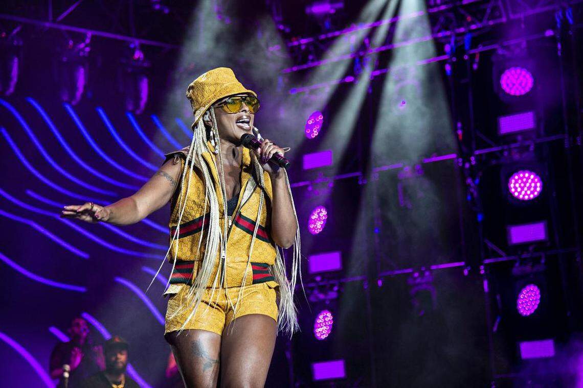 FILE - In this July 7, 2018 file photo, Mary J. Blige performs at the 2018 Essence Festival at the Mercedes-Benz Superdome in New Orleans. Blige will take part in the Essence Festival, marking 25 years of celebrating black excellence in business, fashion, entertainment and music. (Photo by Amy Harris/Invision/AP, File)
