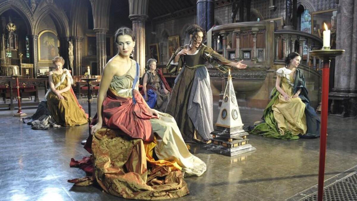 
An Italian designer created the costumes for Atalante’s “Lamentarium,” which was presented Friday at Grace & Holy Trinity Cathedral.
