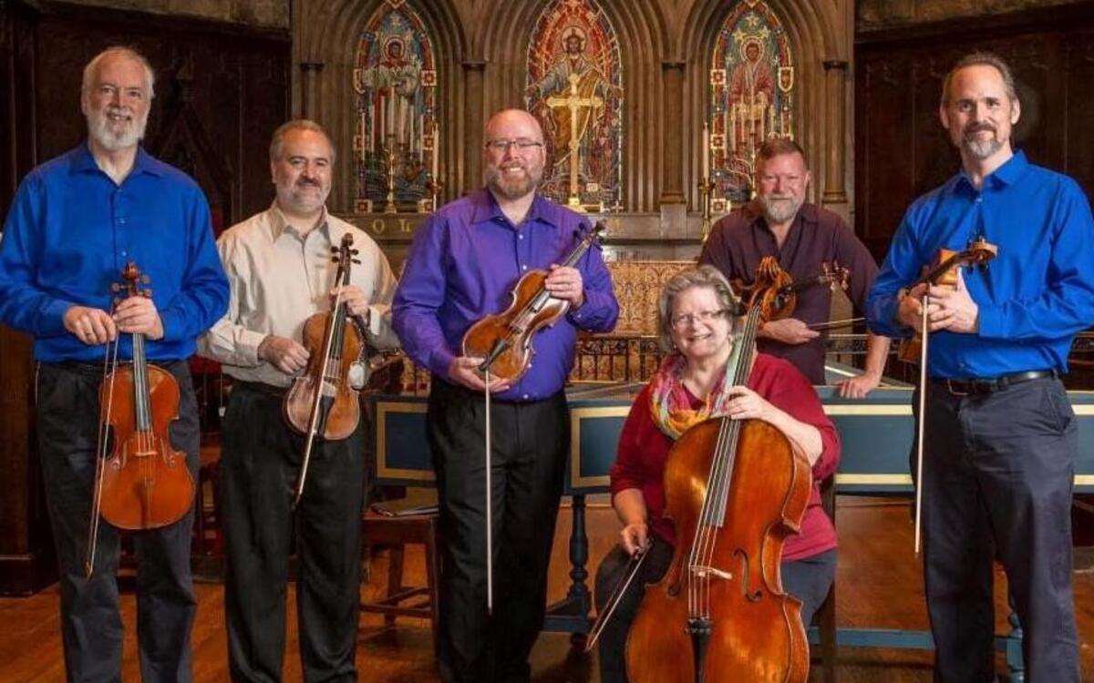 Members of the Kansas City Baroque Consortium include (from left) Eric Williams, Monty Carter, Rob Patterson, Trilla Ray-Carter, William Bauer and Carl Cook. The ensemble will perform “Music, Word and Art,” the second concert in its summer series, on Friday, July 14, at St. Paul’s Episcopal Church.