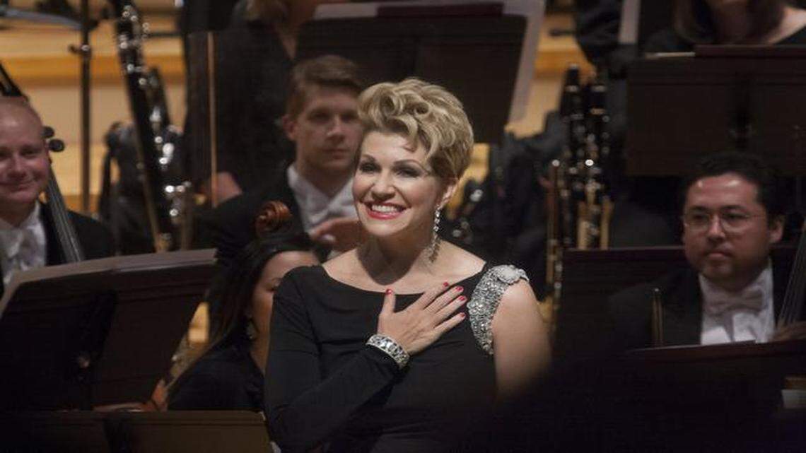 
Acclaimed mezzo-soprano Joyce DiDonato, a Prairie Village native, acknowledged a standing ovation after her performance with the Kansas City Symphony on Saturday at the Kauffman Center for the Performing Arts.


