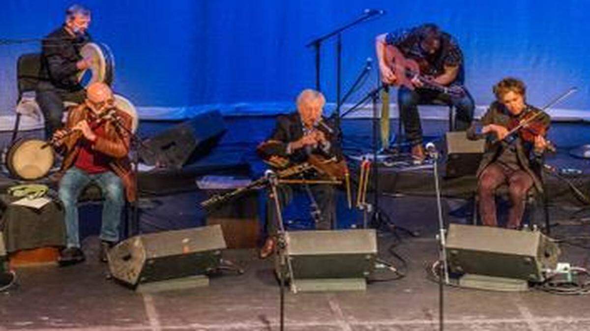 
Led by founding member Paddy Maloney (center), the longstanding Irish folk ensemble the Chieftains performed Wednesday night in Helzberg Hall at the Kauffman Center for the Performing Arts.
