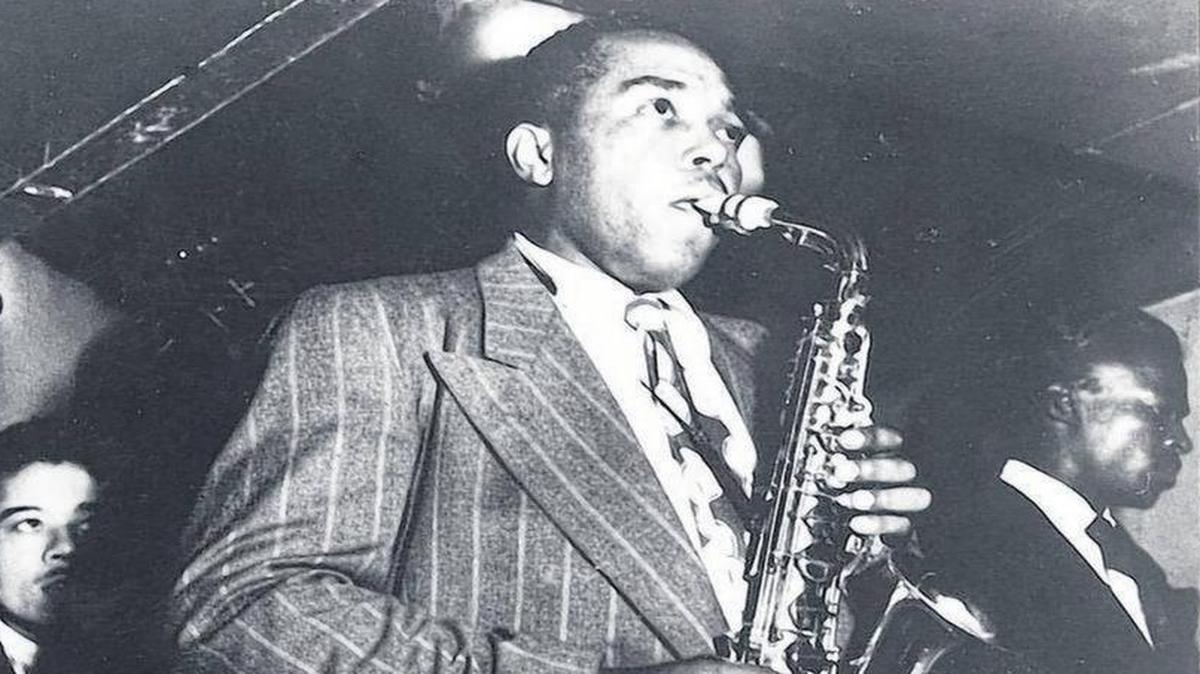Charlie Parker, circa 1948. (That’s the young Miles Davis on the right.)
