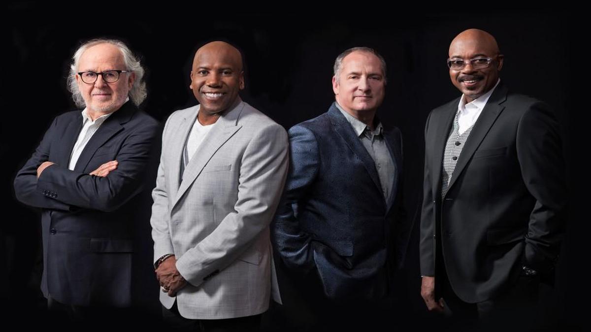 Bob James (left) and his band Fourplay (from left: Nathan East, Chuck Loeb, Harvey Mason) will be at the Folly Theater on Oct. 15.