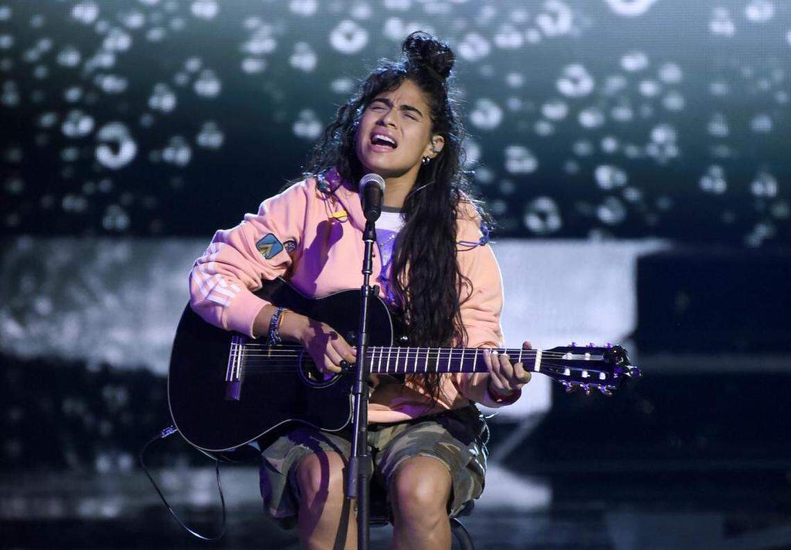 Jessie Reyez performs at WE Day California at The Forum on Thursday, April 19, 2018, in Inglewood, Calif. (Photo by Chris Pizzello/Invision/AP)