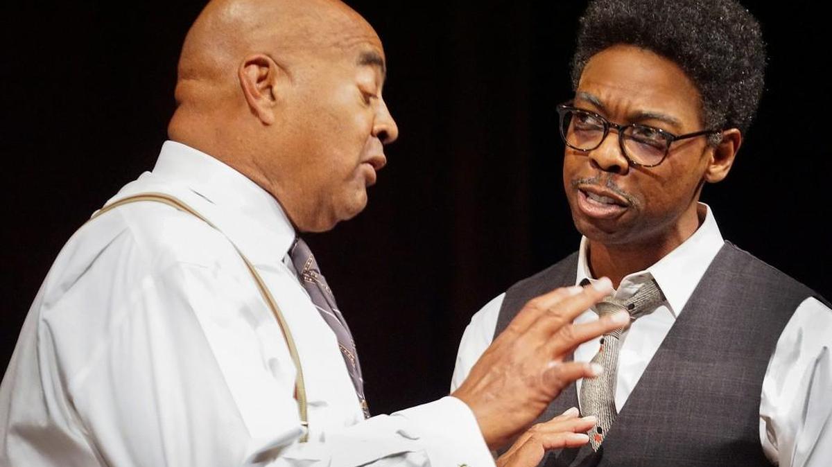 Antonio T.J. Johnson (left) plays A. Philip Randolph with Michael Benjamin Washington as Bayard Rustin in “Blueprints to Freedom.”
