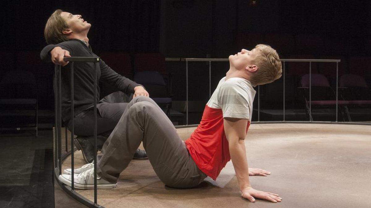 
Zachary Andrews plays M (left) and Jacob Aaron Cullum is John in the Unicorn Theatre’s production of “Cock.”


