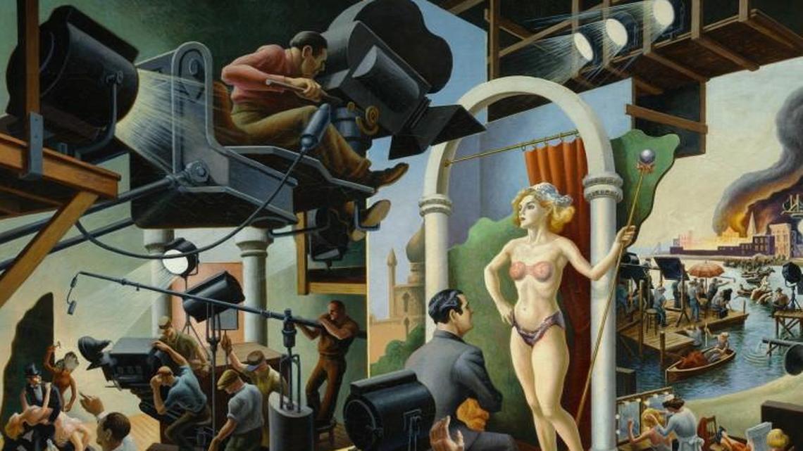 
Thomas Hart Benton’s “Hollywood,” is the centerpiece of the exhibit at the Nelson-Atkins Museum of Art that the Kansas City artist created after visiting the movie capital on a commission from Life magazine in the late 1930s. 
