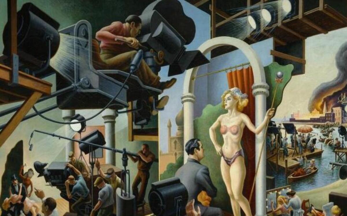 
Thomas Hart Benton’s “Hollywood,” is the centerpiece of the exhibit at the Nelson-Atkins Museum of Art that the Kansas City artist created after visiting the movie capital on a commission from Life magazine in the late 1930s. 
