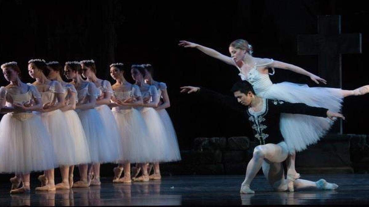 
Molly Wagner as "Giselle and Liang Fu as "Albrecht" and the Wilis corps in the Kansas City Ballet's production of Giselle at the Kauffman Center for the Performing Arts. The ballet runs through March 22.
