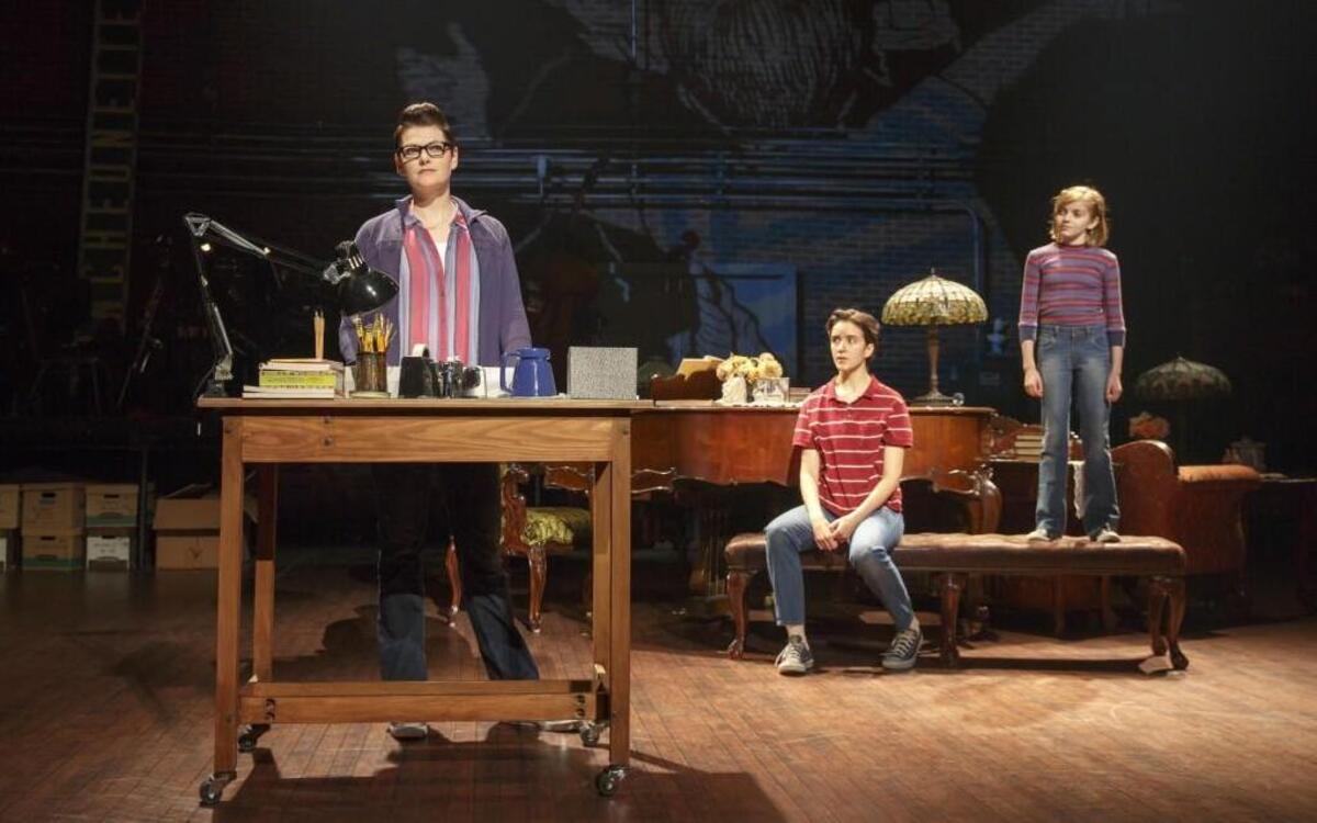 In “Fun Home,” Alison is played in different stages of her life by Kate Shindle (from left), Abby Corrigan and Carly Gold.