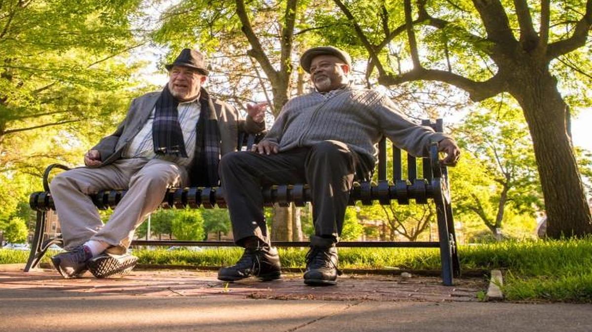 Nat (Victor Raider-Wexler) and Midge (Granvile O’Neal) spend their days talking in Central Park in “I’m Not Rappaport.”