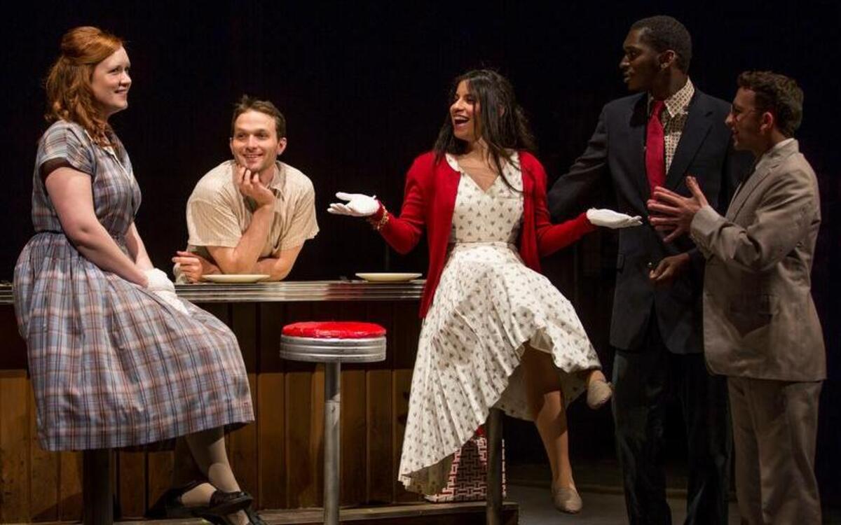 
The cast of “Freedom Rider” includes (from left) Emily Phillips, Daniel Fleming, Mariem Diaz, Edwin Brown III and Michael Thayer. 
