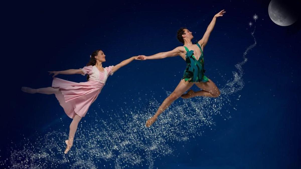 Tempe Ostergren is Wendy and Dillon Malinski is Peter in the Kansas City Ballet’s production of “Peter Pan,” which runs May 11-20.