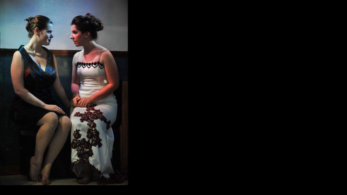 
Marianne McKenzie (left) as Inez and Anna Day as Estelle in the Fishtank Performance Studio’s production of Jean-Paul Sartre’s “No Exit.” The Fishtank, near 18th and Wyandotte streets, has a maximum capacity of 50, making it the smallest venue in town. 
