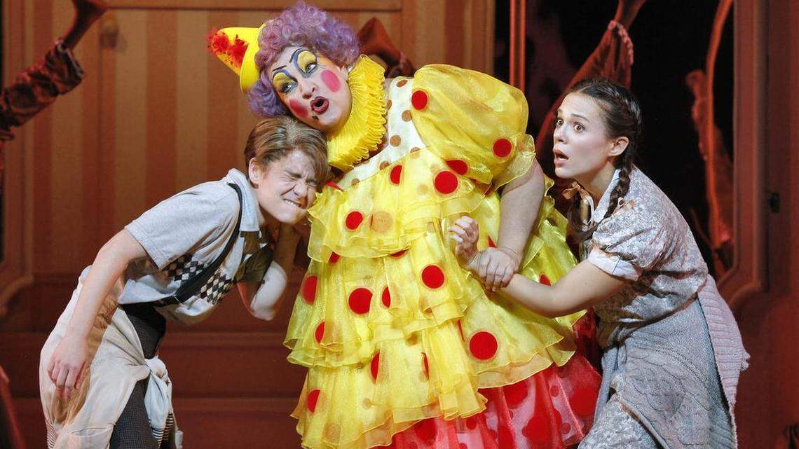 Megan Marino (Hansel), Victoria Livengood (The Witch) and Rachele Gilmore (Gretel)