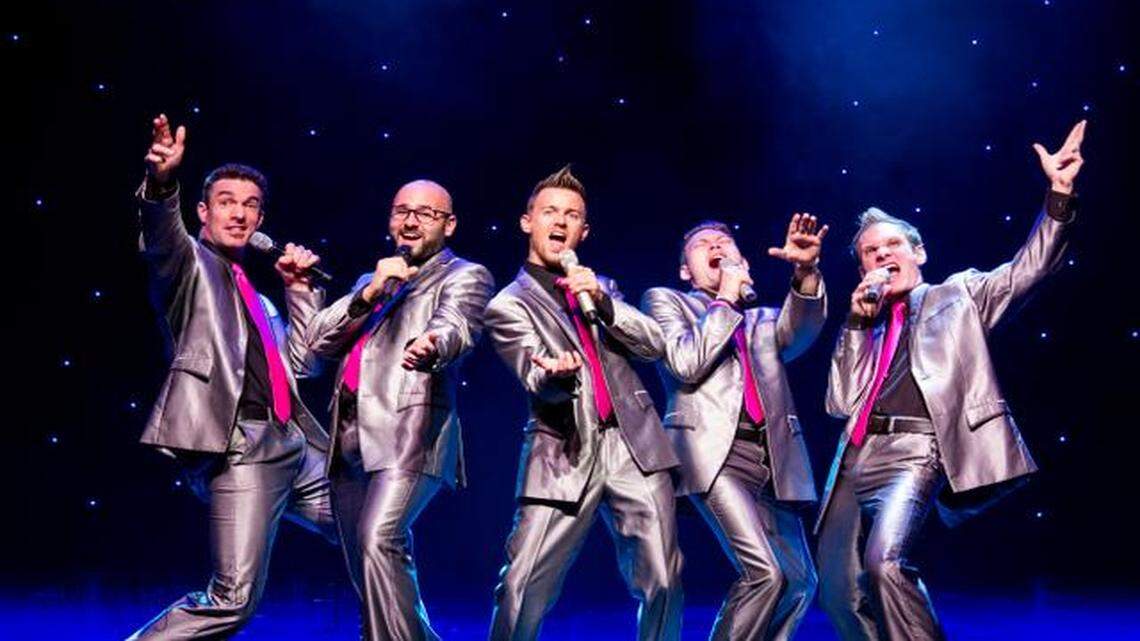 
The Cat’s Pajamas, an a cappella vocal group, has performed in Branson for five years, part of what the city’s promoters call a new wave of entertainment. Members are Brian Skinner (from left), Michael Samsky, Donovan Germain, Dale Edward Powell and Noah Michael.
