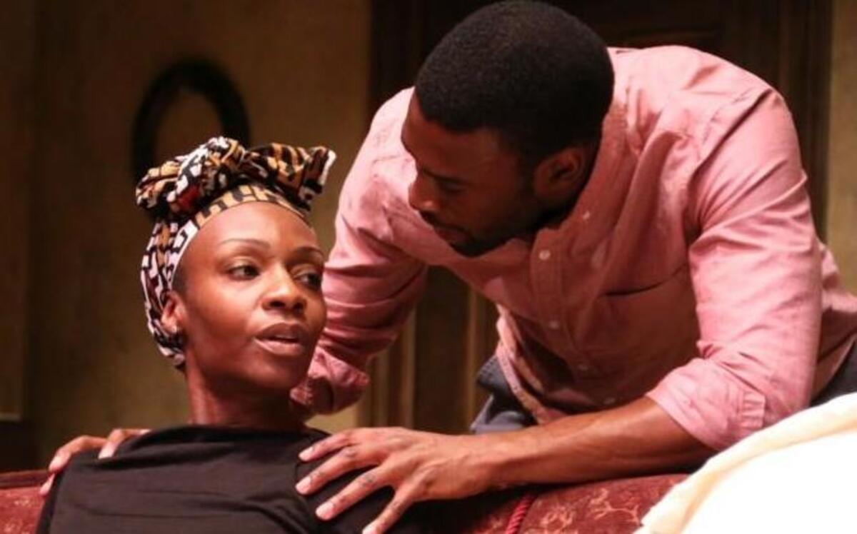 Ruth and Walter Younger (Lanise Antoine Shelley and Tosin Morohunfola, in rehearsal) argue over the best way to use a cash windfall.