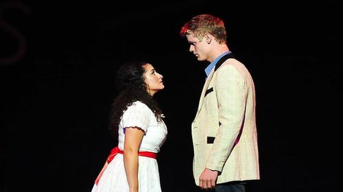 
Megan Herrera as Maria and Jacob Aaron Cullum as Tony in “West Side Story.”
