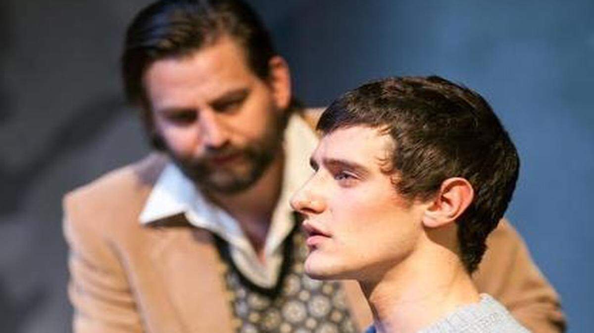 
Matt Lindblom (foreground) plays a disturbed young man, and Rusty Sneary is the psychiatrist who tries to help him in Peter Shaffer’s “Equus” at the Living Room.



