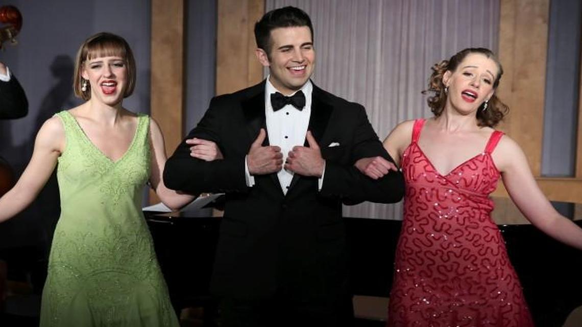 Stefanie Stevens (from left), Taylor Avazpour and Amy Hurrelbrink celebrate classic Hollywood musical numbers in “I Got Rhythm.”